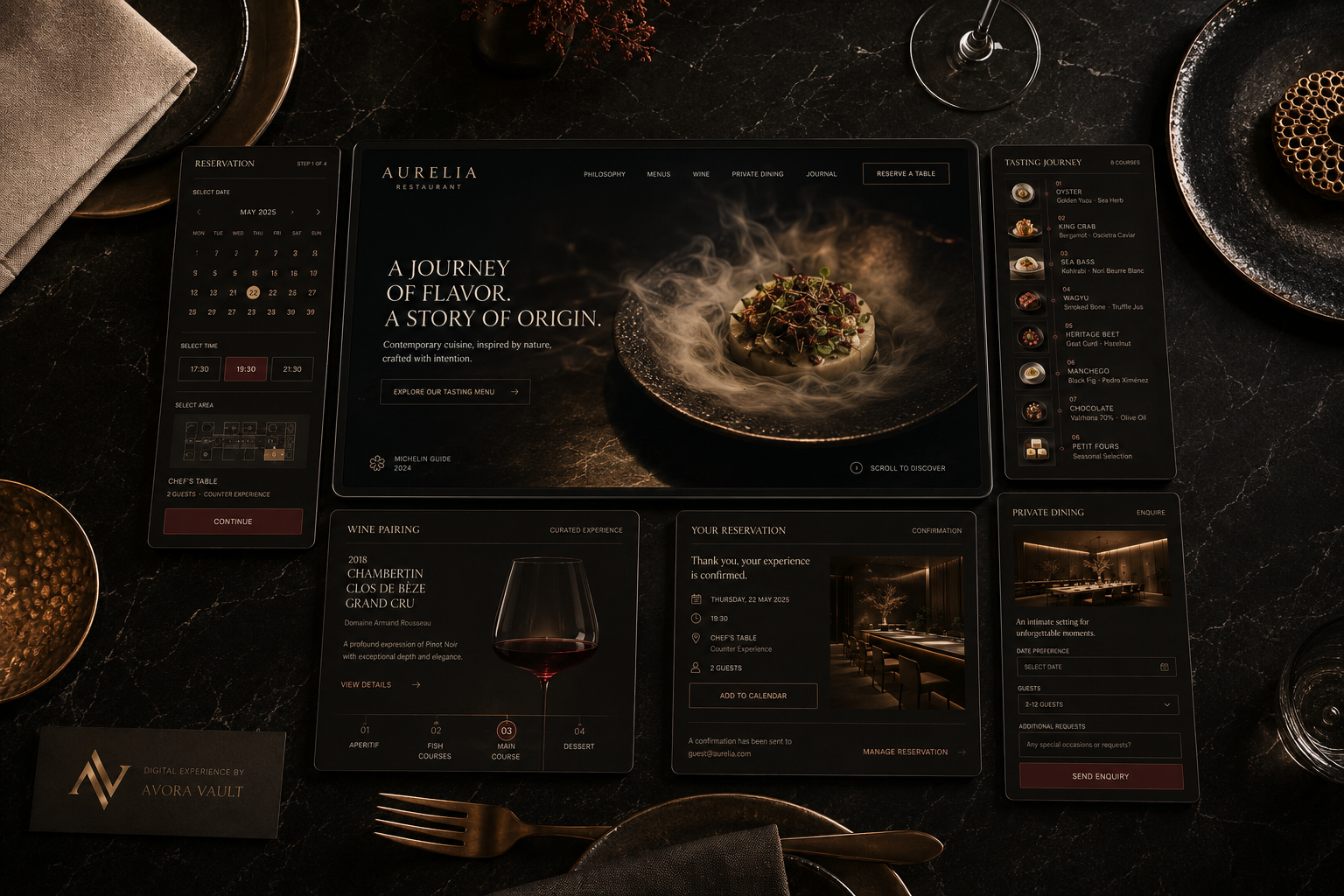 AURELIA Fine Dining — Digital Experiences concept project by AVORA Vault